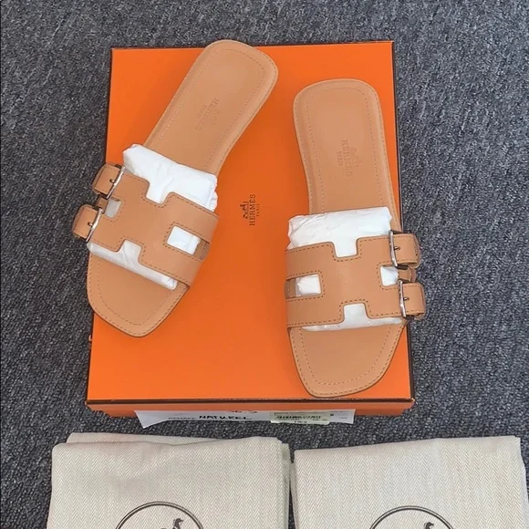Hermès Oran remake calfskin women mules 36.5/7